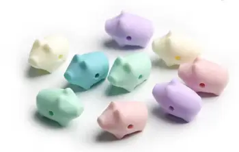 

TYRY.HU Baby Teether Cute Pig 50pc Pastel Color DIY Children's Jewelry Teething Accessories Montessori Toys Chew Silicone Beads