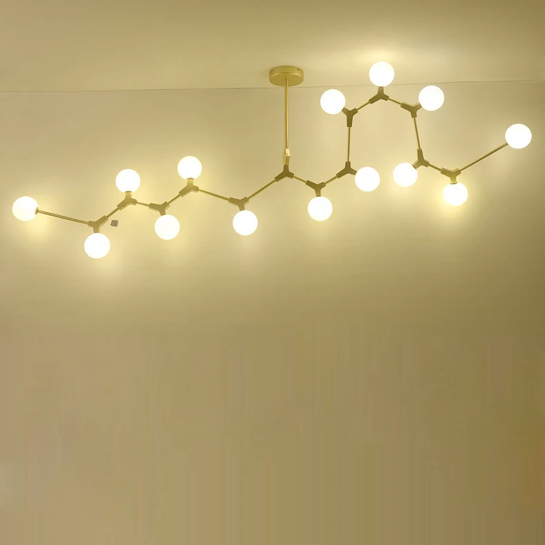 g4 led Postmodern Iron Glass Molecule Lustre Chandelier Lighting Suspension Luminaire Lampen For Dinning Room | Лампы и освещение