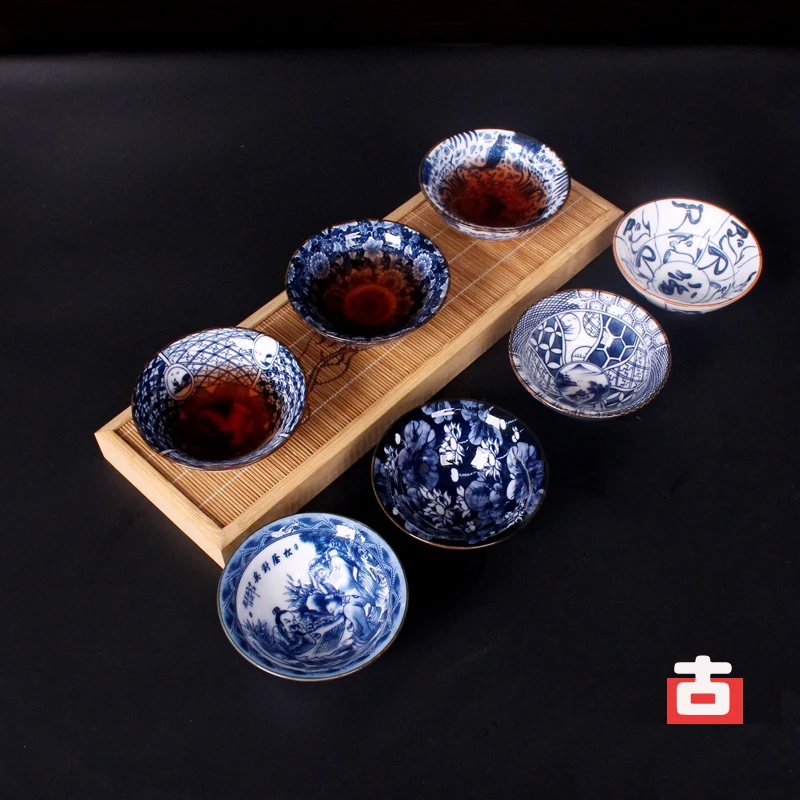 

Blue Porcelain Kung Fu Cup Large Ceramic Bucket Cup Glazed Tea Set Single Cup Pu'er Tea Personal Cup A