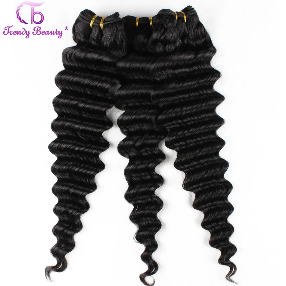 Brazilian Deep Wave Hair 4 PCS and 1PCS Ear To Ear Lace Frontal 100% Human Hair Extensions Color#1B Non-Remy Trendy Beauty 5PCS Brazilian Deep Wave Hair 4 PCS and 1PCS Ear To Ear Lace Frontal 100% Human Hair Extensions Color#1B Non-Remy Trendy Beauty 5PCS