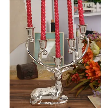 

Silver Finish Metal Reindeer Shape Candle Holder,5-Arms Decorative Candle Stick, Zinc Alloy Candle Stand R861