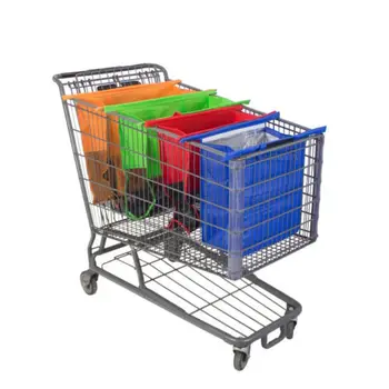

4Pcs/Set Reusable Grocery Shopping Cart Trolley Bags Eco Bags With Insulated Bag