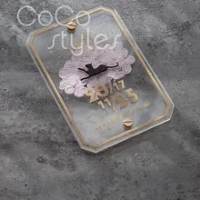 Cocostyles пользовательские пустые под старину, акриловый свадебные приглашения карты с консервантом freshflower и стикер кошки для нейтральной свадьбы