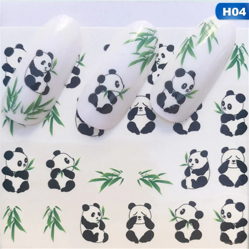 Все новые наклейки для ногтей мультяшная панда Персиковое Сердце Перо губы печать ногтей аппликация - Цвет: 4