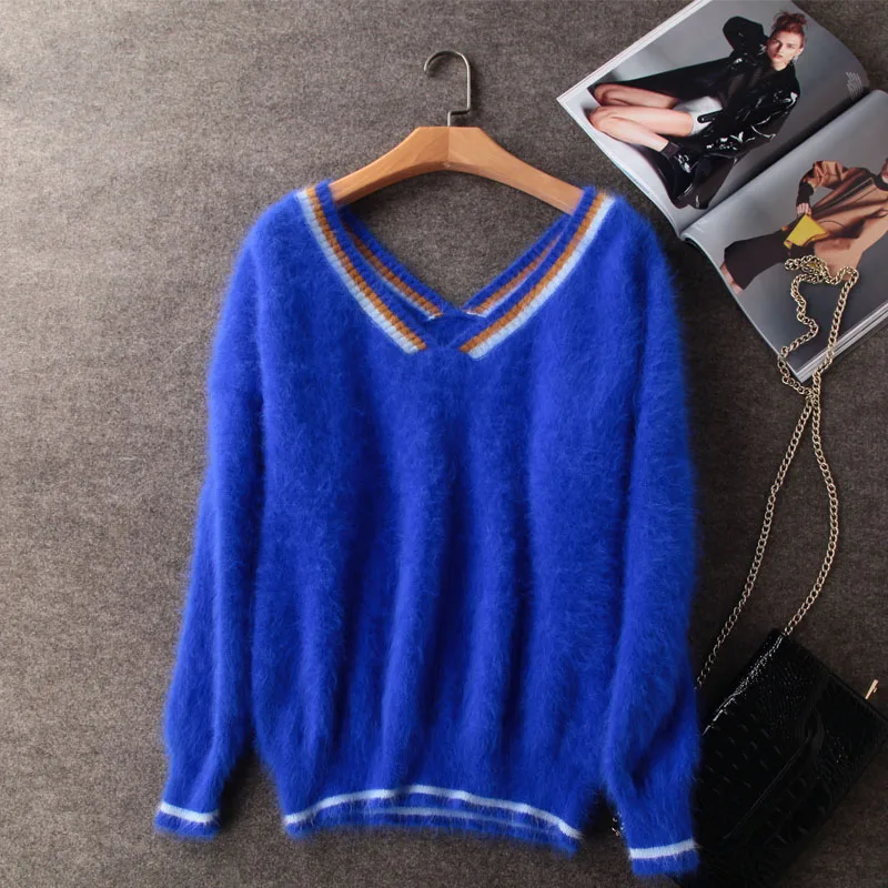 

New genuine mink cashmere sweater women cashmere pullovers knitted pure mink jacket Customized color free shippingM680