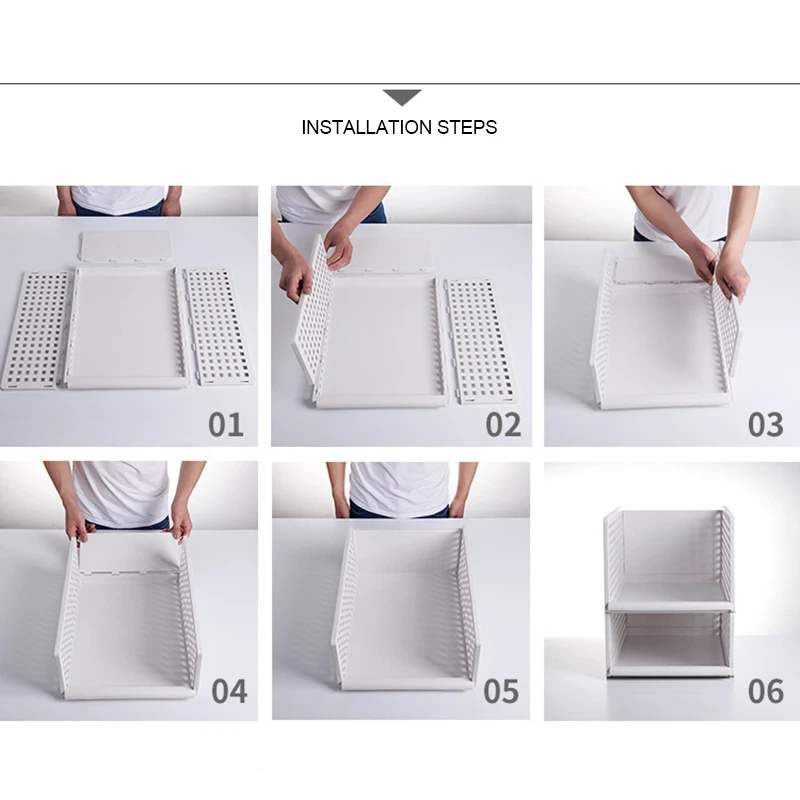 للطي بن التخزين المنظم DIY خزانة بلاستيك رفوف للمطبخ مكتب الحمام LBShipping
