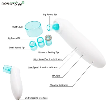 

Portable Electric Diamond Microdermabrasion Nose Face Pore Cleaner Blackhead Remover Vacuum Comedo Acne Suction Beauty Machine