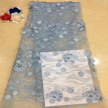 

Cassiel Nigerian Lace Fabric 2019 High Quality Lace Fabric African Net Blue Beads Beautiful Tulle Lace Fabric For Party Dress