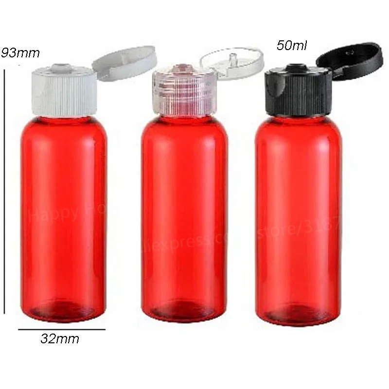 30 x 50ml Red PET Plastic Flip TOp Cap Bottle Empty Lotion Cosmetic