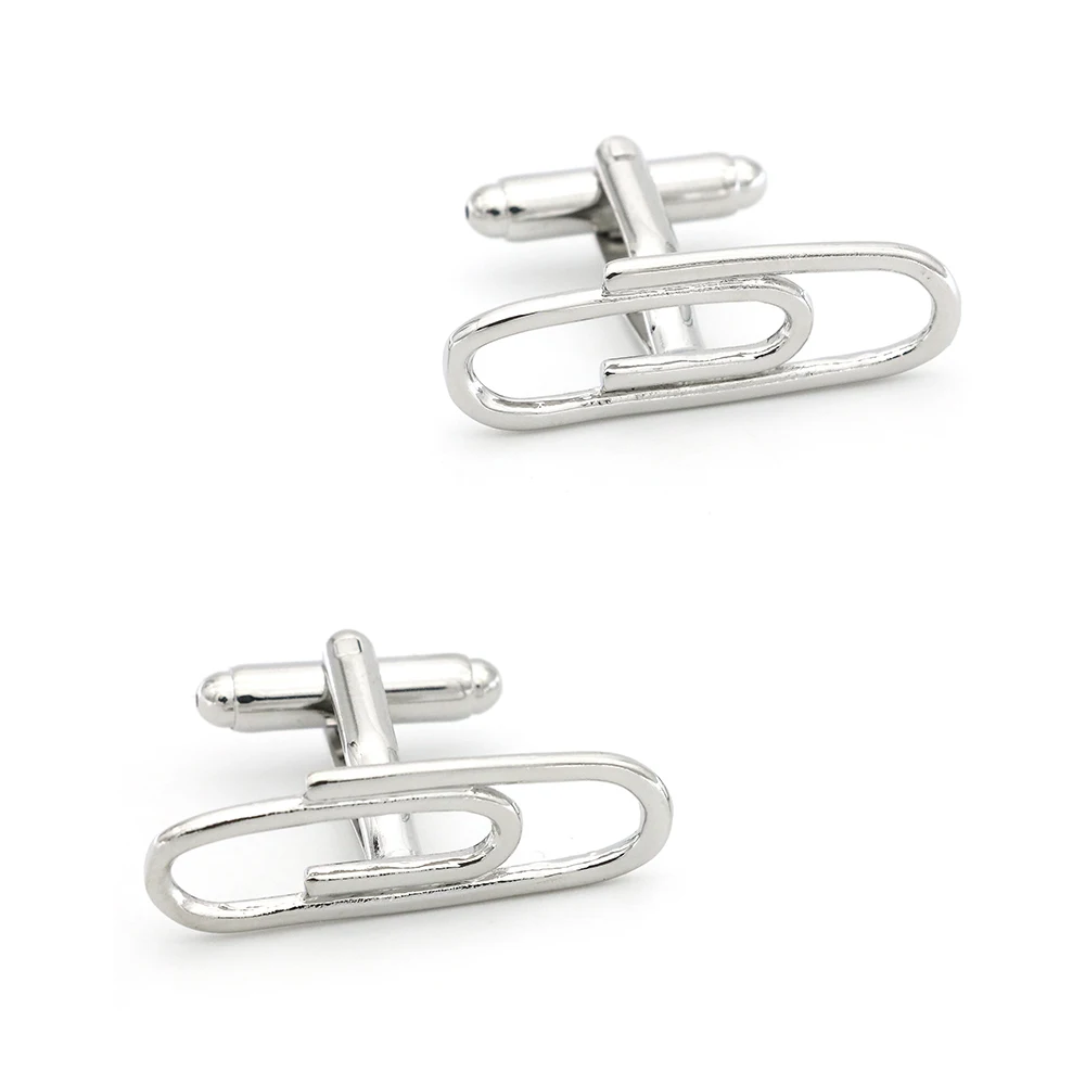 Men's Paper Clip Cuff Links Copper Material Silver ColorTie Clips & Cufflinks AliExpress