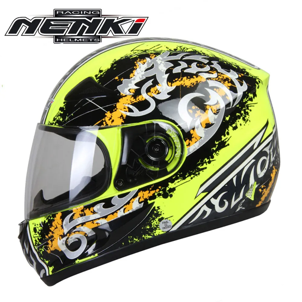 NENKI, черный мотоциклетный шлем, мото, полное лицо, Ретро стиль, скутер, шлемы, мотоциклетный шлем для верховой езды, мужской шлем для мотокросса, Casco Moto - Цвет: Yellow Black