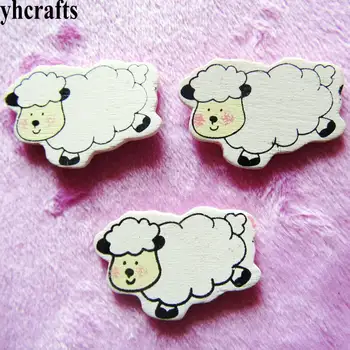 10PCS/LOT,White sheep wood stickers Spring Easter crafts Plant garden decoration.Wall Fridge stickers Kindergarten crafts OEM oem 10pcs lot 2015