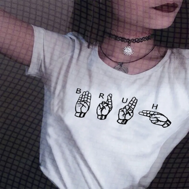

Summer New Arrival 2019 Harajuku Kawaii Bruh Aesthetic Vintage Pink Couple T Shirt Women Vogue Casual Print Short Sleeve Top