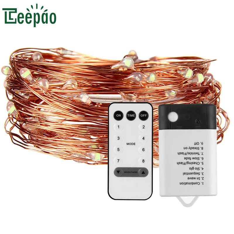 5M 10M LED Copper Wire String Lights Battery Operated Holiday Lighting For Xmas Tree Wedding Party Decoration Fairy Light | Лампы и