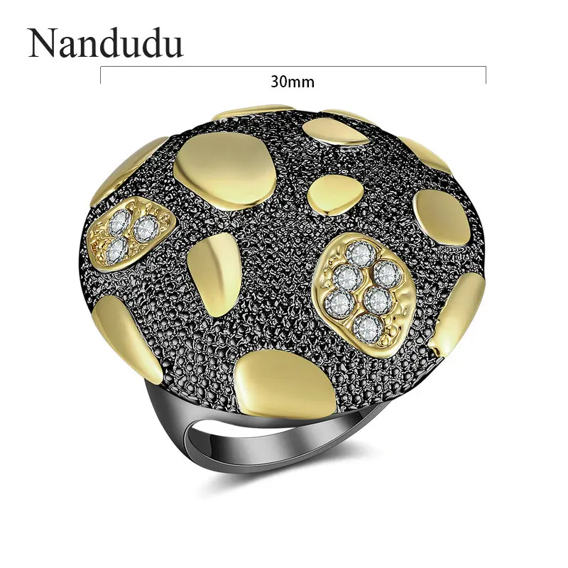Nandudu Новое поступление античное большое круглое кольцо для женщин модное ювелирное блестящее кольцо на палец с цирконием Свадебные кольца на годовщину 7-9