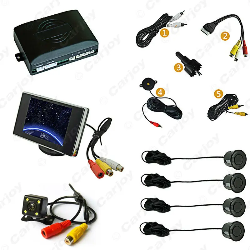 

Car 4-sensor Parking Sensor With 3.5inch Monitor and 4-LED CCD Camera Rear View Reversing System Black Silver Blue Gray #CA2760