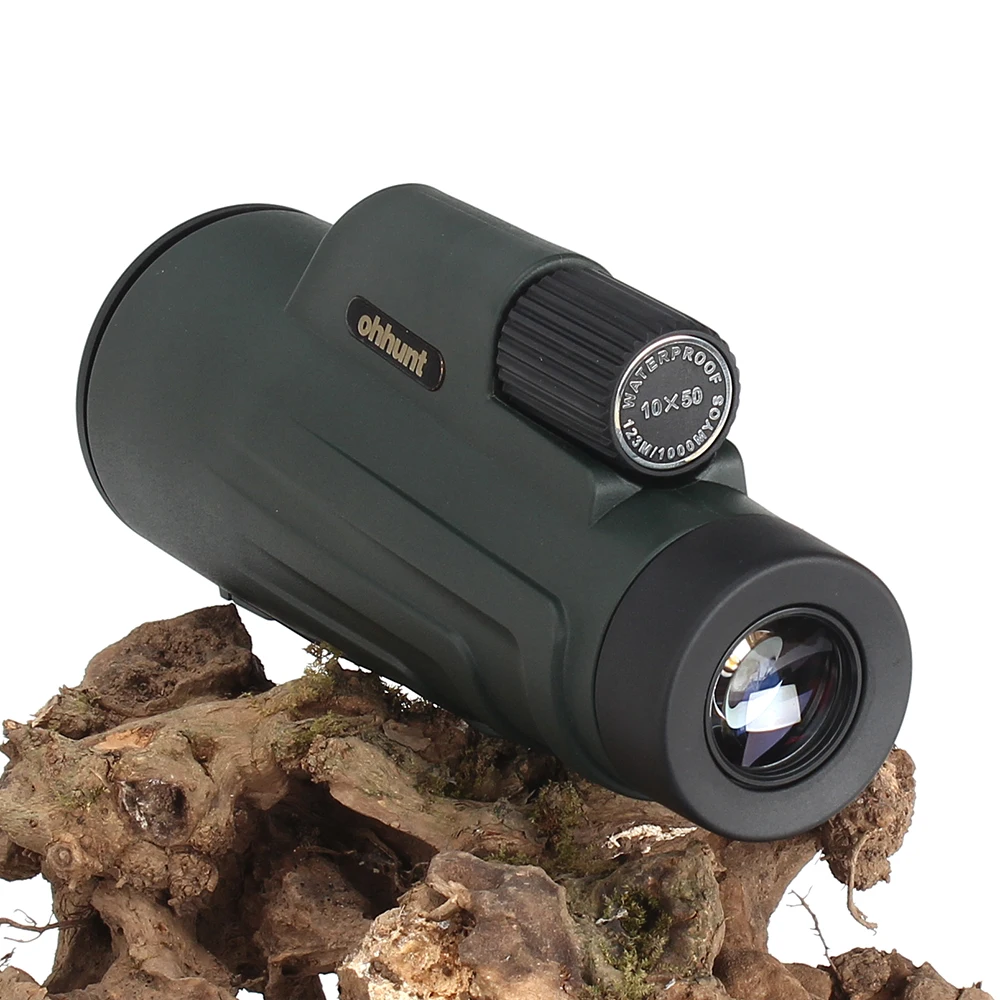 ohhunt 10x50 Dark Green Monocular Waterproof Fogproof Wide-angle Bright Telescope Hunting Optics Camping Hiking Travel Concert (6)