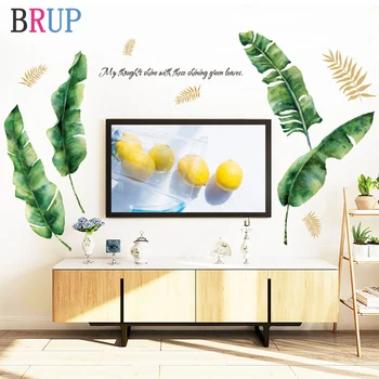 

Large Size Green Leaf Wall Sticker Plant Home Decor for TV Sofa Bedroom Art Decorative Vinyls for Walls Creative Stikers Muraux