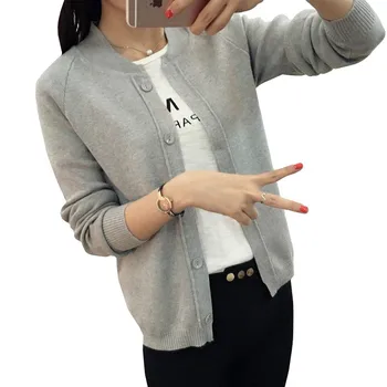 

2018 New Spring Autumn Female Knit Cardigan Sweater Coat Short Female A Little Shawl Knitted Jacket Female 9 Color Sweater S14