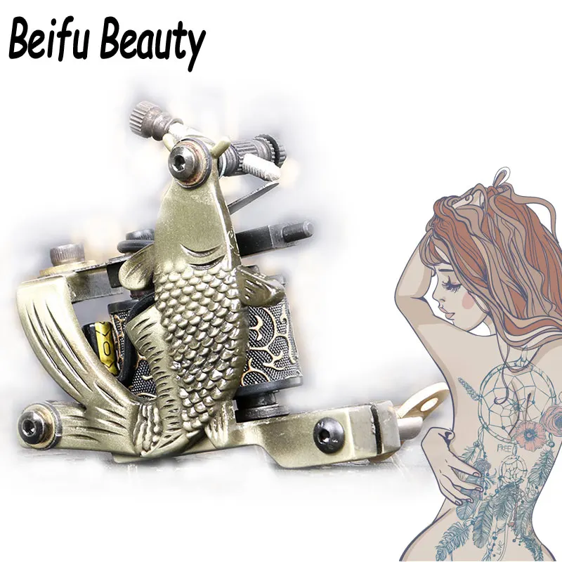 

Fish Tattoo Machine For Beginner Tattoo Apprentice Machine 10 Warps Coil Guns For Liner and Shader Free Shipping beifu