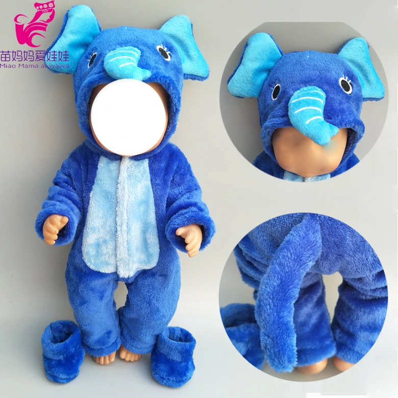 

38cm doll clothes for 40cm Bebe doll boy clothes pants elephant set for 17 inch doll pajama set toys wear