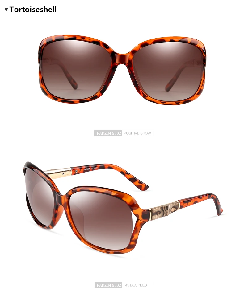 Женские солнцезащитные очки с большой оправой PARZIN, Модные элегантные солнцезащитные очки класса люкс, дизайнерские очки и футляр 9502
