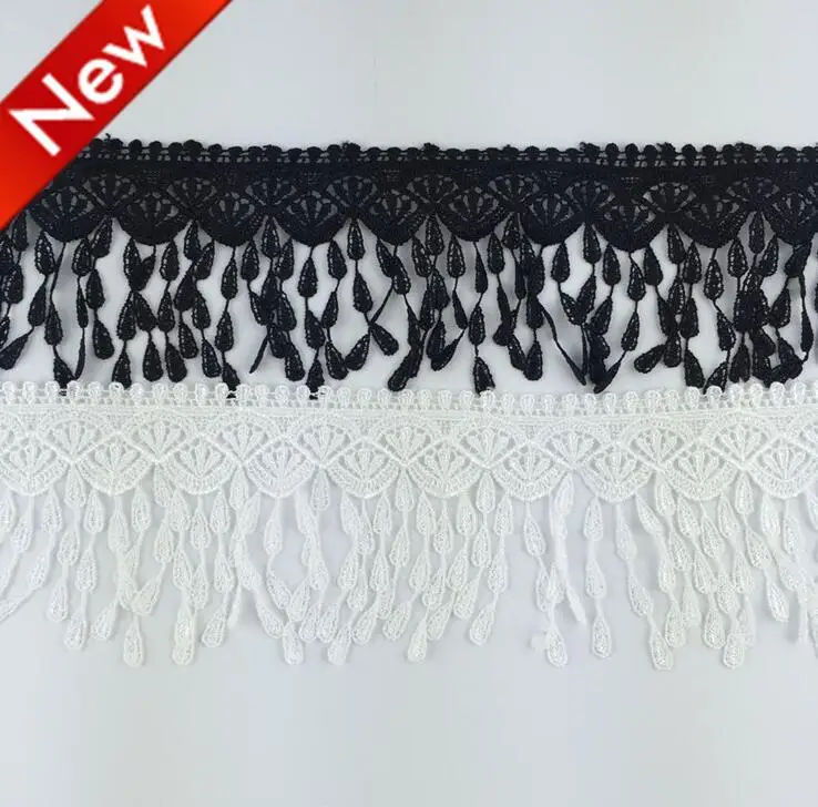 2 Yards Natural White Black Tassel Fringe Lace Trim Applique Cord Fabric Sewing Accessories | Дом и сад