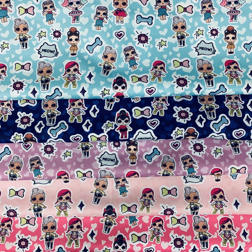 

Surprise doll cartoon digital print Polyester Waterproof Fabric cloth Handmade DIY Tablecloth curtains