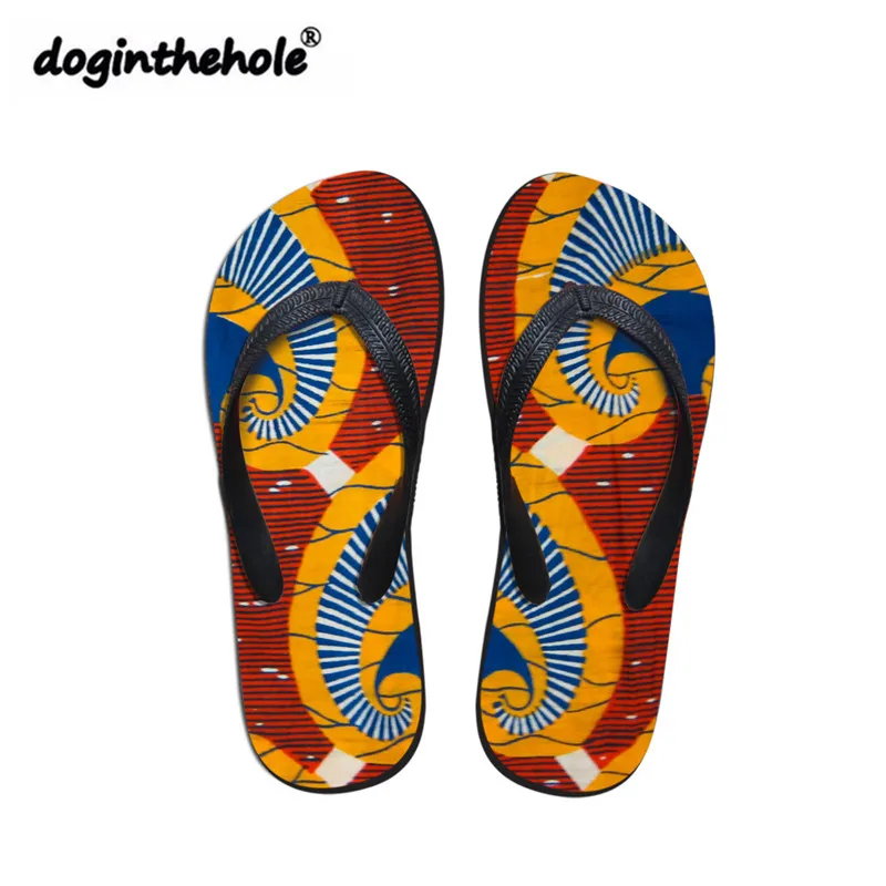 Doginthehole/Вьетнамки в африканском стиле с принтами; Летняя женская пляжная обувь; женские легкие домашние тапочки; женская обувь для дома - Цвет: Королевский синий