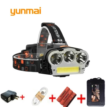 

YUNMAI COB LED Headlamp 3X T6 Led+ COB Lights Sources Headlights 6 Modes 18650 Cycling headlight Rechargeable Headlamps M18