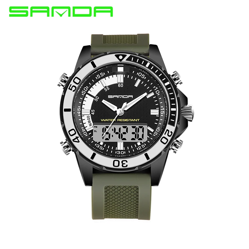 

2017 SANDA Brand Luxury Men's Digital Watch Fashion Male G Style 3 ATM Waterproof Sports Military Army Green Relogio Masculino