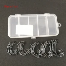 50 шт./лот 5 размеров высокоуглеродистой Сталь Рыбалка Крючки черный кривошипно ведущий острые Крючки супер большой черный широкий кривошипно крюк