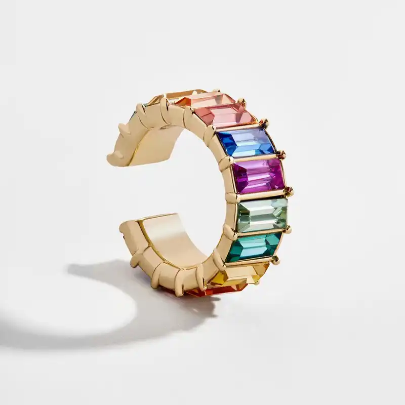 LUNA CHIAO модные популярные радужные цветные хрустальные украшения женские Сережка Кафф бижутерия 2019