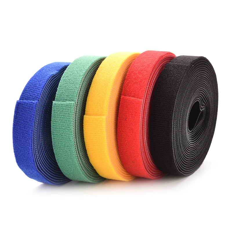 

1 Roll 3 Colors Self Adhesive Hook and Loop Tape Fastener Strip Solid Black With Stickiness 5M