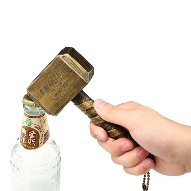 

Avengers 3 Marvel Thor's Hammer Bottle Opener Mjolnir Keychain Toys Silver Metal Thor Hammer Open Keyring Adults Toys