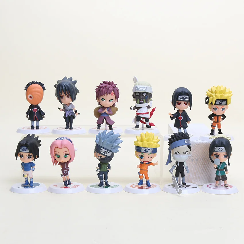 12pcs/set 3inch Anime Naruto figure Shippuden Uzumaki Q version Sasuke Uchiha Itachi Luo PVC collection model doll toys