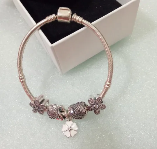 

Silver Circles Bracelet & Bangles for Woman snake chain with fashionable glamour beads Female Bracelets