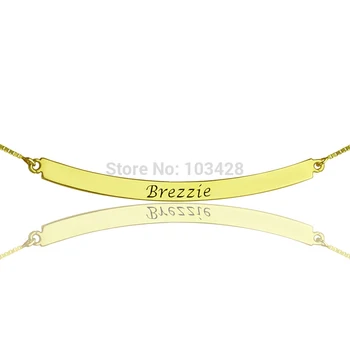 

AILIN Engraved Personalized Bridesmaids Gift Gold Color Necklace Monogram Nameplate Bridesmaid Gift