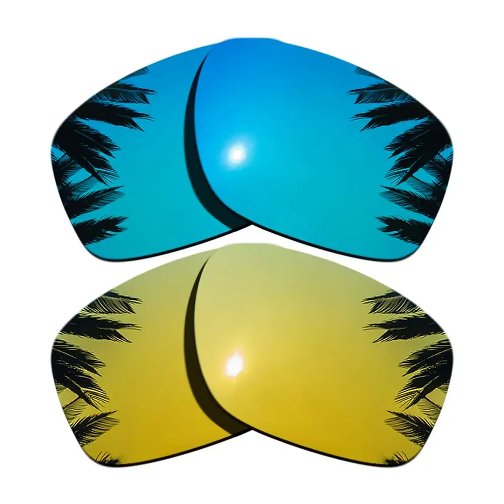 Поляризованные зеркальные линзы для замены покрытия для-Оукли ленточная рамка многоцветные - Цвет линз: Ice Blue-24K Gold
