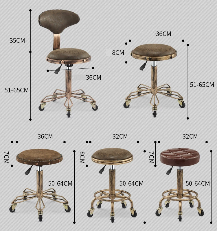 Регулируемая по высоте ногтей вышивка стулья с высокая эластичная губка ретро античная бронза парикмахерское кресло поворот Лифт Красота табуреты