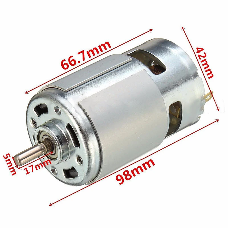 Motor eléctrico de alta velocidad 775 eje redondo bajo ruido DC 12 V Motor de Torque grande 12000 RPM rodamiento de bolas herramientas Motor eléctrico de alta velocidad 775 eje redondo bajo ruido DC 12 V Motor de Torque grande 12000 RPM rodamiento de bolas herramientas