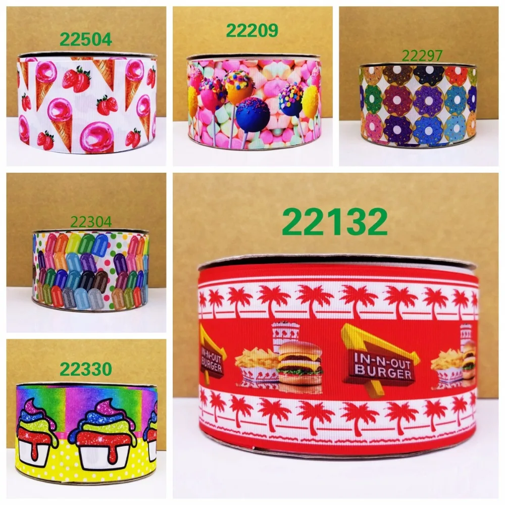 

Free shipping 50 yard per size candy ribbon printed grosgrain ribbon 22330