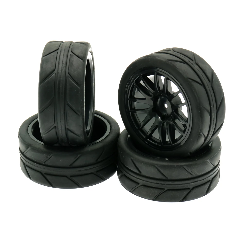 

RCAWD 4PCS/Set 14Spoke Wheel Rim Tyre/tire Set 1:10 On Road 63mm Toys Model Car C20605 C20609 RC Toy Parts