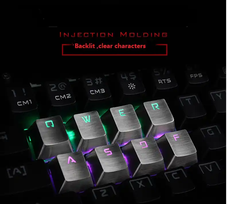 Teamwolf Stainless Steel Transparent Metal Keycaps QWERASDF 8 Key Caps Cherry MX Keycap for Mechanical Keyboard gamers