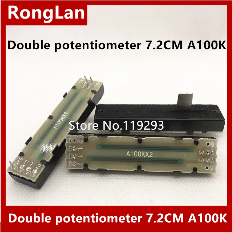 Behringer Mixers Slide Potentiometers double potentiometer 72MM 7.2CM A100K A50K  A50KX2 A100KX2 handle length 12MM--10PCS/LOT 10pcs small in line self locking switch button 2 feet thin length 12mm width 8mm height 1a30v