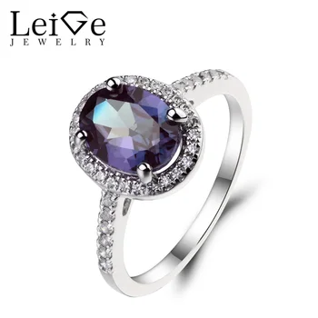 

Leige Jewelry Oval Cut Lab Alexandrite Ring Wedding Rings 925 Sterling Silver Color Changing Fine Gemstone June Birthstone Gifts