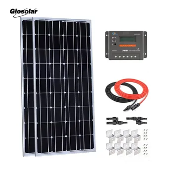 

200W 12V Monocrystalline Solar Panel Kit w/ 20A LCD PWM EP Solar Charge Controller Off-Grid System