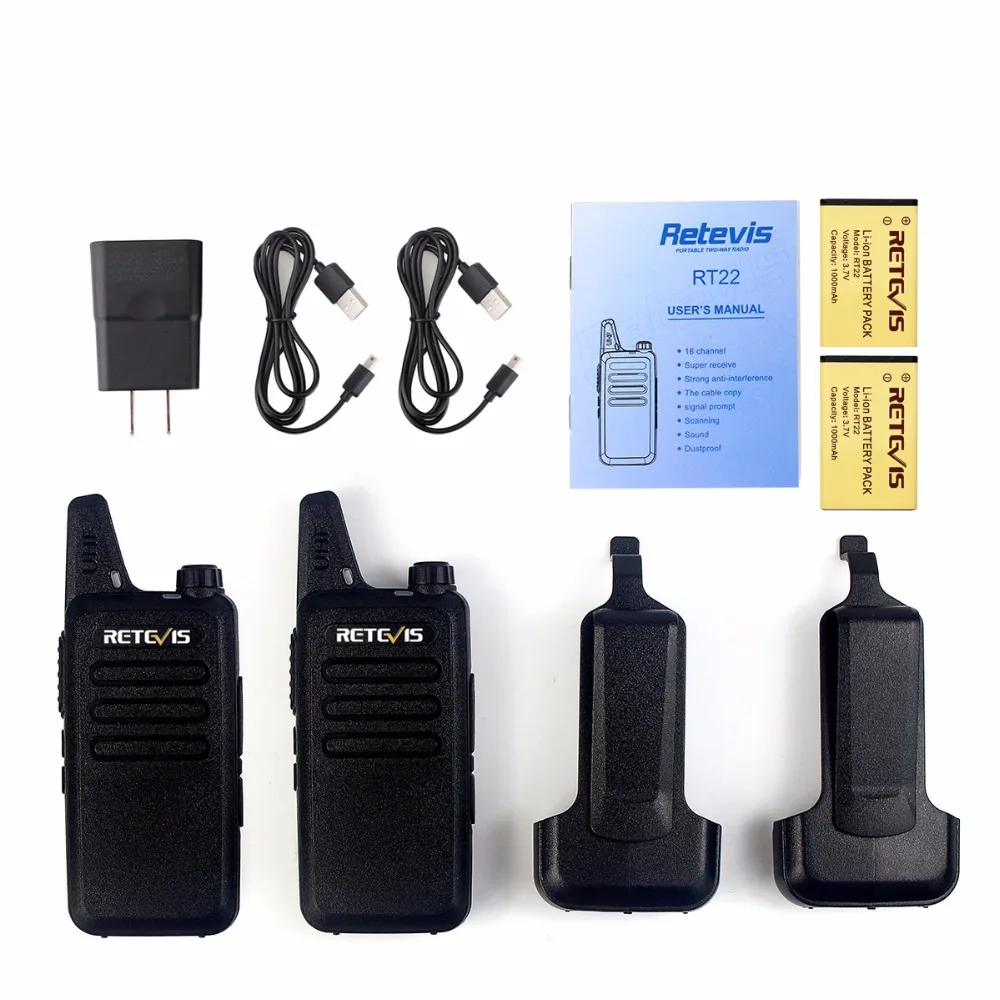 2 pcs Retevis Walkie Talkie Transceiver RT22 UHF 400-480MHz 2W 16 CH CTCSS/DCS TOT VOX Squelch Two Way Radio Communicator A9121A