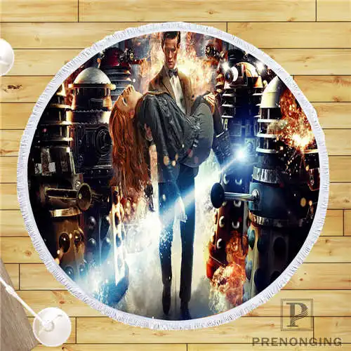 На заказ DIY из микрофибры по индивидуальному заказу ткань doctor_who (1) @ круглый пляжный коврик полотенце напечатано по требованию 150 см #19-01-28-4-138