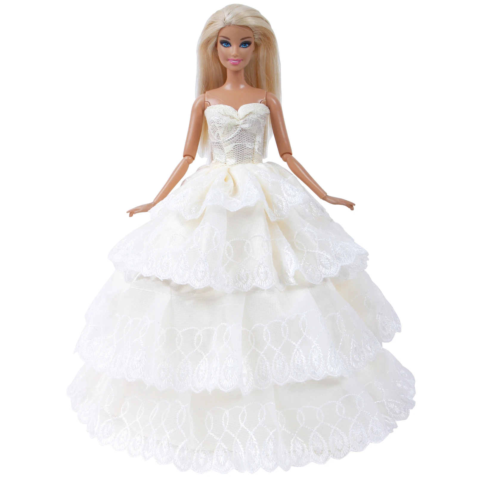 Handmade Beige Dress Wedding Party Lace Skirt With Veil Bride Accesories Clothes For Barbie Doll Dollhouse DIY Kids Gift Toy Handmade Beige Dress Wedding Party Lace Skirt With Veil Bride Accesories Clothes For Barbie Doll Dollhouse DIY Kids Gift Toy